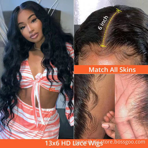 For Black Women Wholesale Raw Indian Virgin Body Wave Human Hair Hd Lace Front Wig Cheap Full Transparent 360 Lace Frontal Wig
